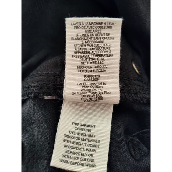 We The Free People Button Fly High Rise Straight Leg Black Denim Jeans Size 25 - Picture 9 of 10